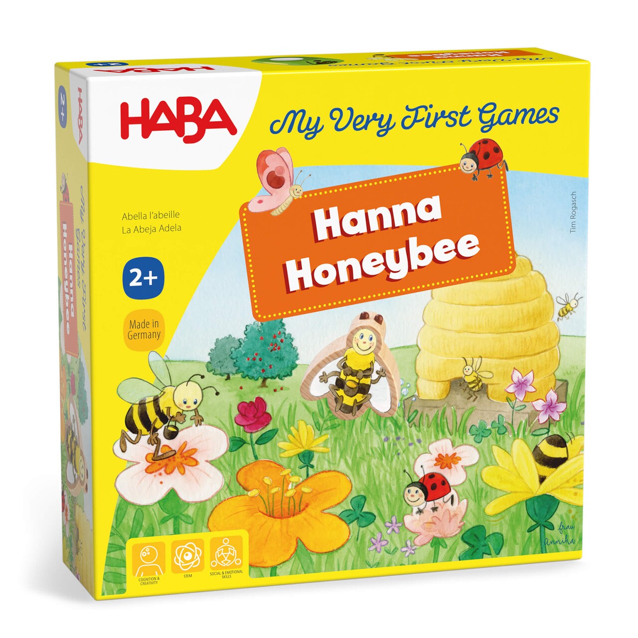 HABA My Very First Games - Hanna Honeybee - 2 Cooperative Color Games & Learning Toys for Toddlers 2-4 Years , Preschool Kids Games (Made in Germany)